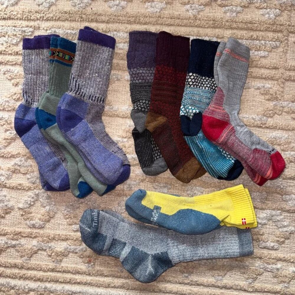 9x Merino Wool Hiking Socks Lot Women's Medium M Smartwool LL Bean